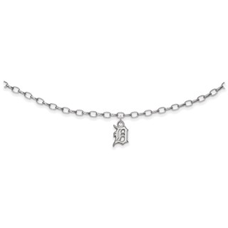Sterling Silver Rhodium Plated Major League Baseball LogoArt Detroit Tigers Anklet