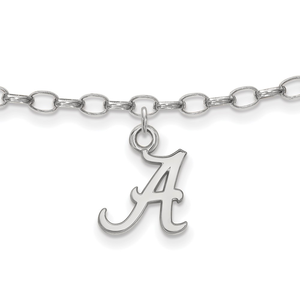 Sterling Silver Rhodium-plated LogoArt University of Alabama Anklet, 9"