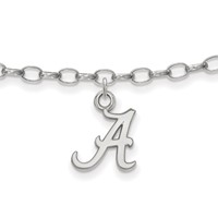 Sterling Silver Rhodium-plated LogoArt University of Alabama Anklet, 9" view 1