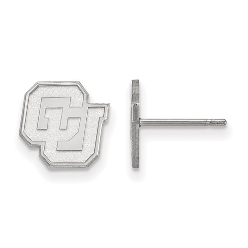 Sterling Silver Rhodium-plated LogoArt University of Colorado C-u Extra Small Post Earrings