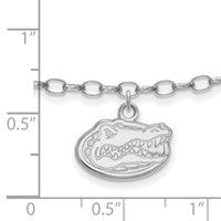 Sterling Silver Rhodium-plated LogoArt University of Florida Gator Anklet, 9" view 2