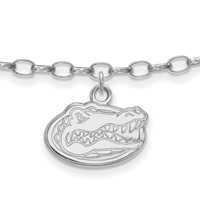 Sterling Silver Rhodium-plated LogoArt University of Florida Gator Anklet, 9" view 1