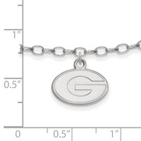 Sterling Silver Rhodium-plated LogoArt University of Georgia Letter G Anklet, 9" view 2