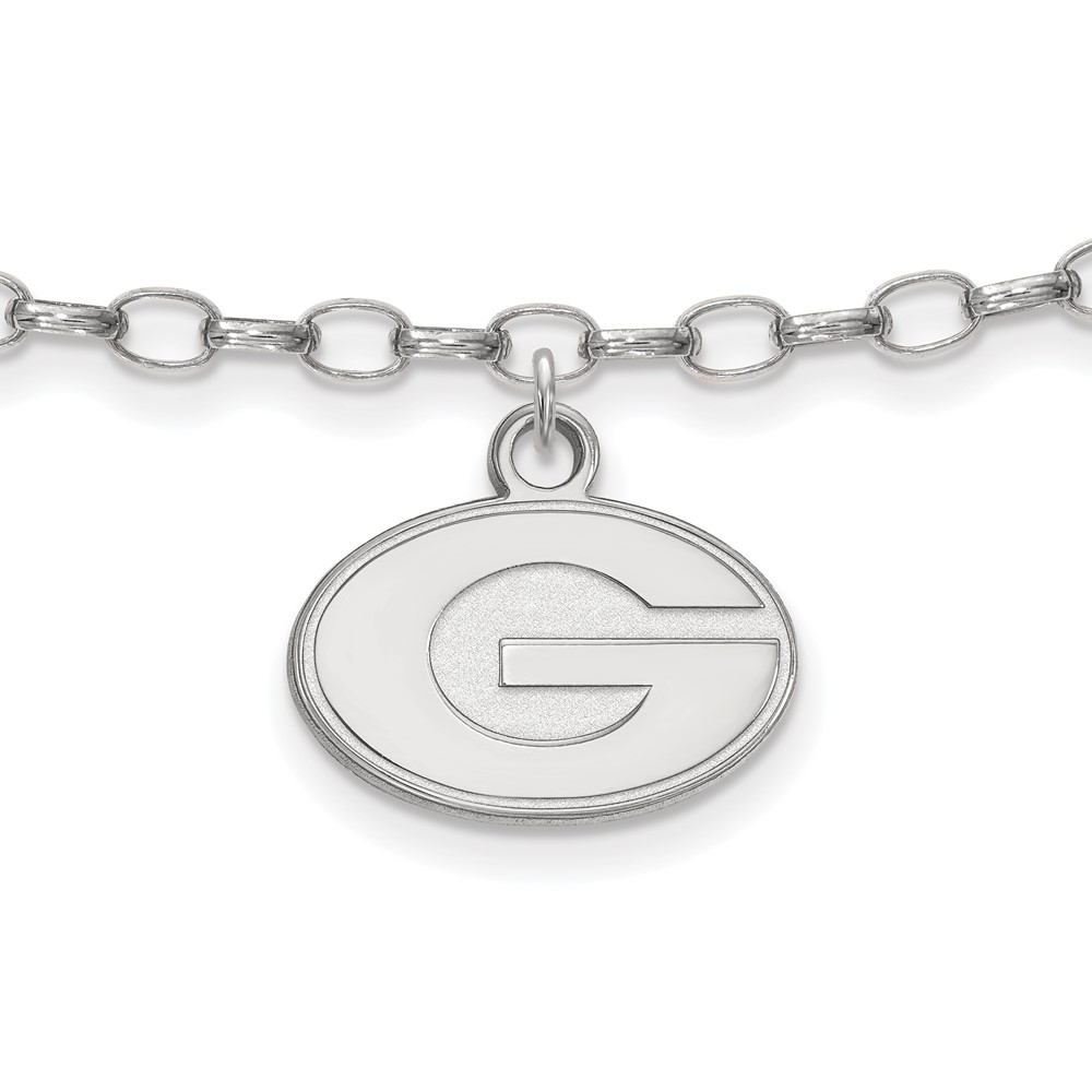 Sterling Silver Rhodium-plated LogoArt University of Georgia Letter G Anklet, 9"