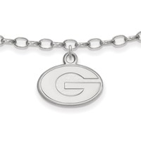 Sterling Silver Rhodium-plated LogoArt University of Georgia Letter G Anklet, 9" view 1