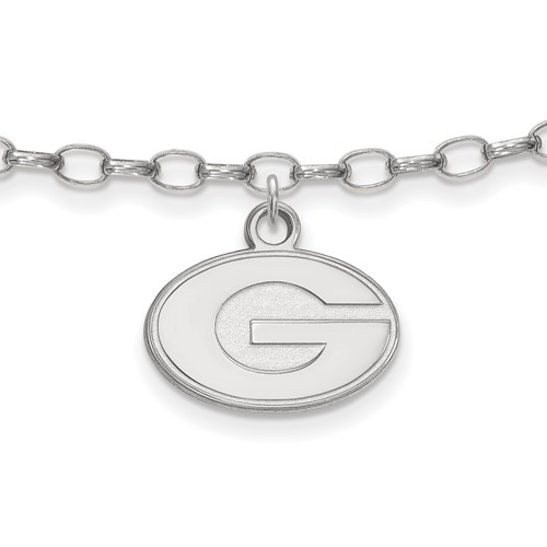 Sterling Silver Rhodium-plated LogoArt University of Georgia Letter G Anklet, 9"