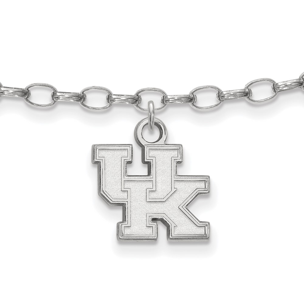 Sterling Silver Rhodium-plated LogoArt University of Kentucky U-k Anklet, 9"
