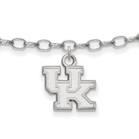 Sterling Silver Rhodium-plated LogoArt University of Kentucky U-k Anklet, 9" view 1