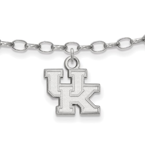 Sterling Silver Rhodium-plated LogoArt University of Kentucky U-k Anklet, 9"