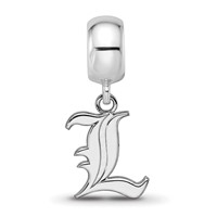 Sterling Silver Rhodium-plated LogoArt University of Louisville Letter L Small Dangle Bead Charm view 3