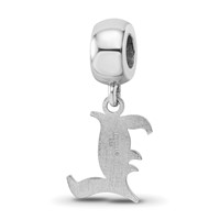 Sterling Silver Rhodium-plated LogoArt University of Louisville Letter L Small Dangle Bead Charm view 5