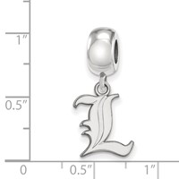 Sterling Silver Rhodium-plated LogoArt University of Louisville Letter L Small Dangle Bead Charm view 4