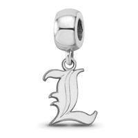 Sterling Silver Rhodium-plated LogoArt University of Louisville Letter L Small Dangle Bead Charm view 1