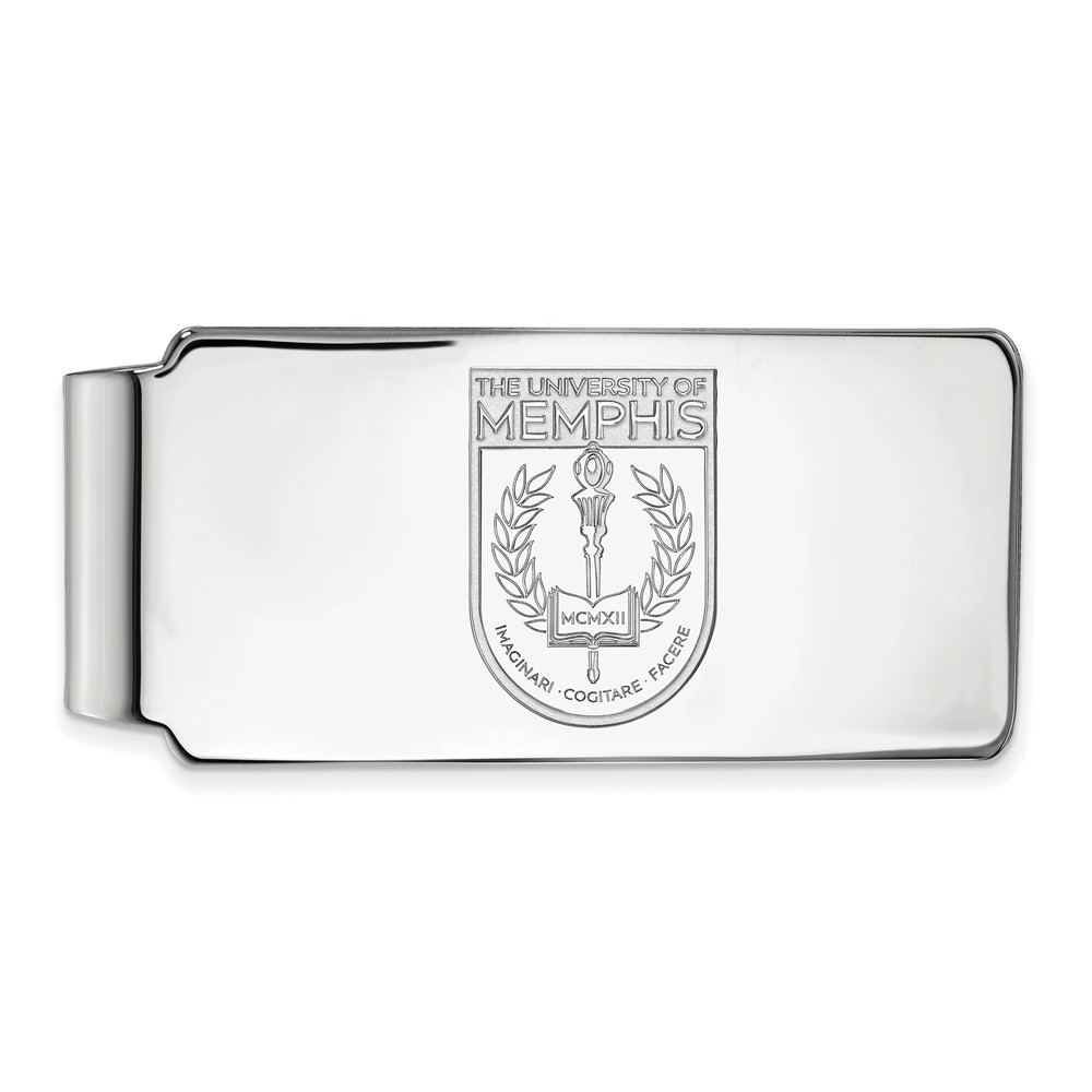Sterling Silver Rhodium-plated LogoArt University of Memphis Crest Money Clip
