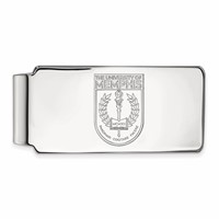 Sterling Silver Rhodium-plated LogoArt University of Memphis Crest Money Clip view 1
