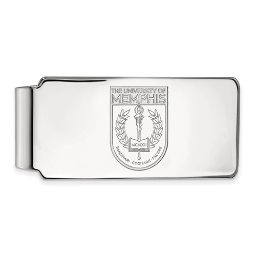 Sterling Silver Rhodium-plated LogoArt University of Memphis Crest Money Clip