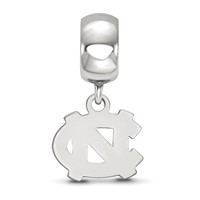 Sterling Silver Rhodium-plated LogoArt University of North Carolina N-c Extra Small Dangle Bead Charm view 3