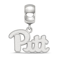 Sterling Silver Rhodium-plated LogoArt University of Pittsburgh Small Dangle Bead Charm view 2
