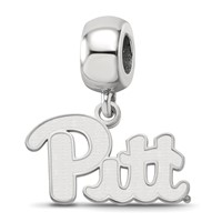 Sterling Silver Rhodium-plated LogoArt University of Pittsburgh Small Dangle Bead Charm view 1