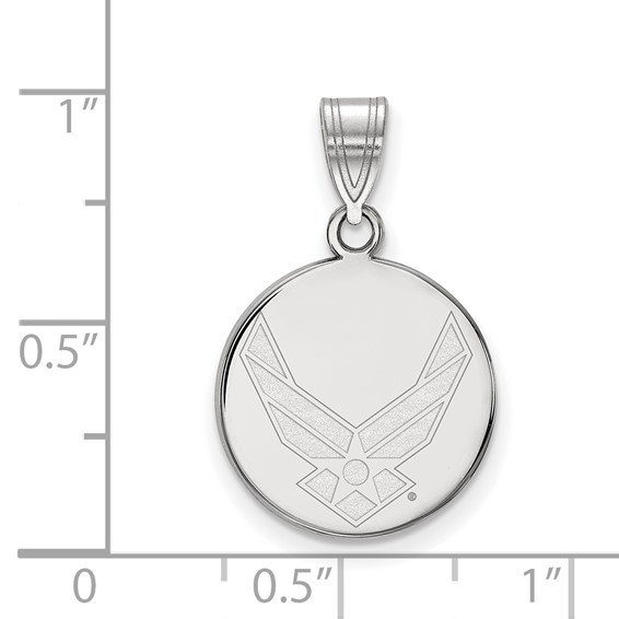 Sterling Silver Rhodium-plated LogoArt U.S. Air Force Medium Disc Pendant