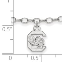Sterling Silver Rhodium-plated LogoArt University of South Carolina Anklet, 9" view 2
