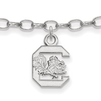 Sterling Silver Rhodium-plated LogoArt University of South Carolina Anklet, 9" view 1