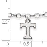 Sterling Silver Rhodium-plated LogoArt University of Tennessee Letter T Anklet, 9" view 2