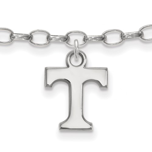 Sterling Silver Rhodium-plated LogoArt University of Tennessee Letter T Anklet, 9"