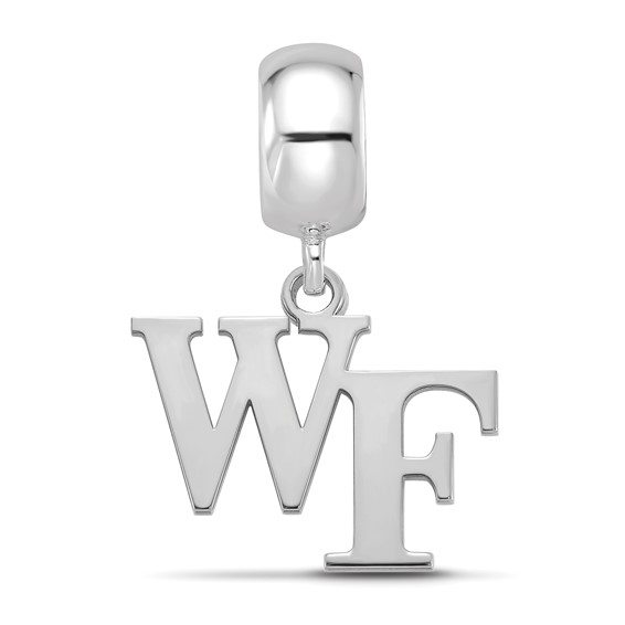 Sterling Silver Rhodium-plated LogoArt Wake Forest University W-F Small Dangle Bead Charm