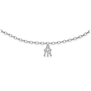 Sterling Silver Rhodium Plated Major League Baseball LogoArt New York Yankees N-Y Anklet