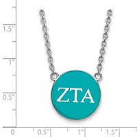 Sterling Silver Rhodium-plated LogoArt Zeta Tau Alpha Sorority Greek Letters Large Color Enamel Pendant Necklace, 18" view 2