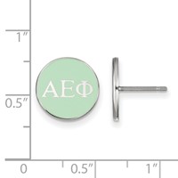Sterling Silver Rhodium-plated LogoArt Alpha Epsilon Phi Sorority Greek Letters Color Enamel Post Earrings view 2