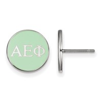 Sterling Silver Rhodium-plated LogoArt Alpha Epsilon Phi Sorority Greek Letters Color Enamel Post Earrings view 1