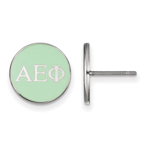Sterling Silver Rhodium-plated LogoArt Alpha Epsilon Phi Sorority Greek Letters Color Enamel Post Earrings