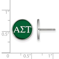 Sterling Silver Rhodium-plated LogoArt Alpha Sigma Tau Sorority Greek Letters Color Enamel Post Earrings view 2