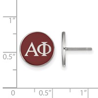 Sterling Silver Rhodium-plated LogoArt Alpha Phi Sorority Greek Letters Color Enamel Post Earrings view 2