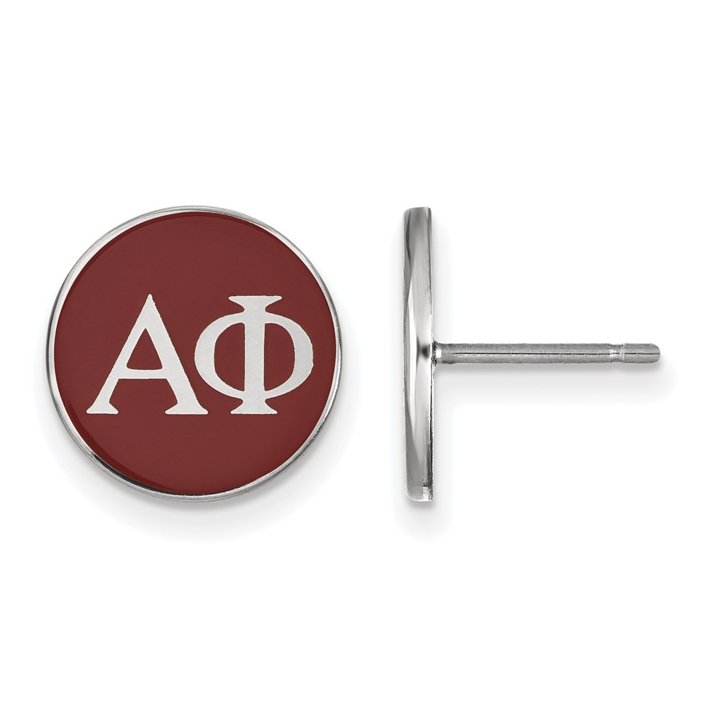 Sterling Silver Rhodium-plated LogoArt Alpha Phi Sorority Greek Letters Color Enamel Post Earrings