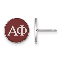 Sterling Silver Rhodium-plated LogoArt Alpha Phi Sorority Greek Letters Color Enamel Post Earrings view 1