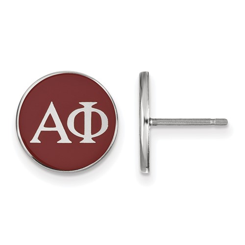 Sterling Silver Rhodium-plated LogoArt Alpha Phi Sorority Greek Letters Color Enamel Post Earrings
