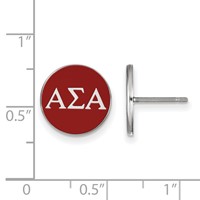 Sterling Silver Rhodium-plated LogoArt Alpha Sigma Alpha Sorority Greek Letters Color Enamel Post Earrings view 2