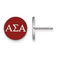 Sterling Silver Rhodium-plated LogoArt Alpha Sigma Alpha Sorority Greek Letters Color Enamel Post Earrings view 1