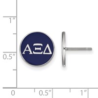 Sterling Silver Rhodium-plated LogoArt Alpha Xi Delta Sorority Greek Letters Color Enamel Post Earrings view 2