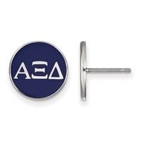 Sterling Silver Rhodium-plated LogoArt Alpha Xi Delta Sorority Greek Letters Color Enamel Post Earrings view 1