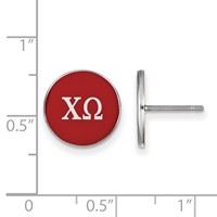 Sterling Silver Rhodium-plated LogoArt Chi Omega Sorority Greek Letters Color Enamel Post Earrings view 2