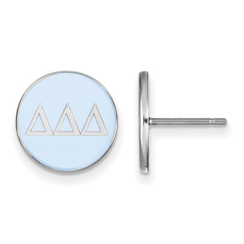 Sterling Silver Rhodium-plated LogoArt Delta Delta Delta Sorority Greek Letters Color Enamel Post Earrings