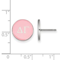 Sterling Silver Rhodium-plated LogoArt Delta Gamma Sorority Greek Letters Color Enamel Post Earrings view 2