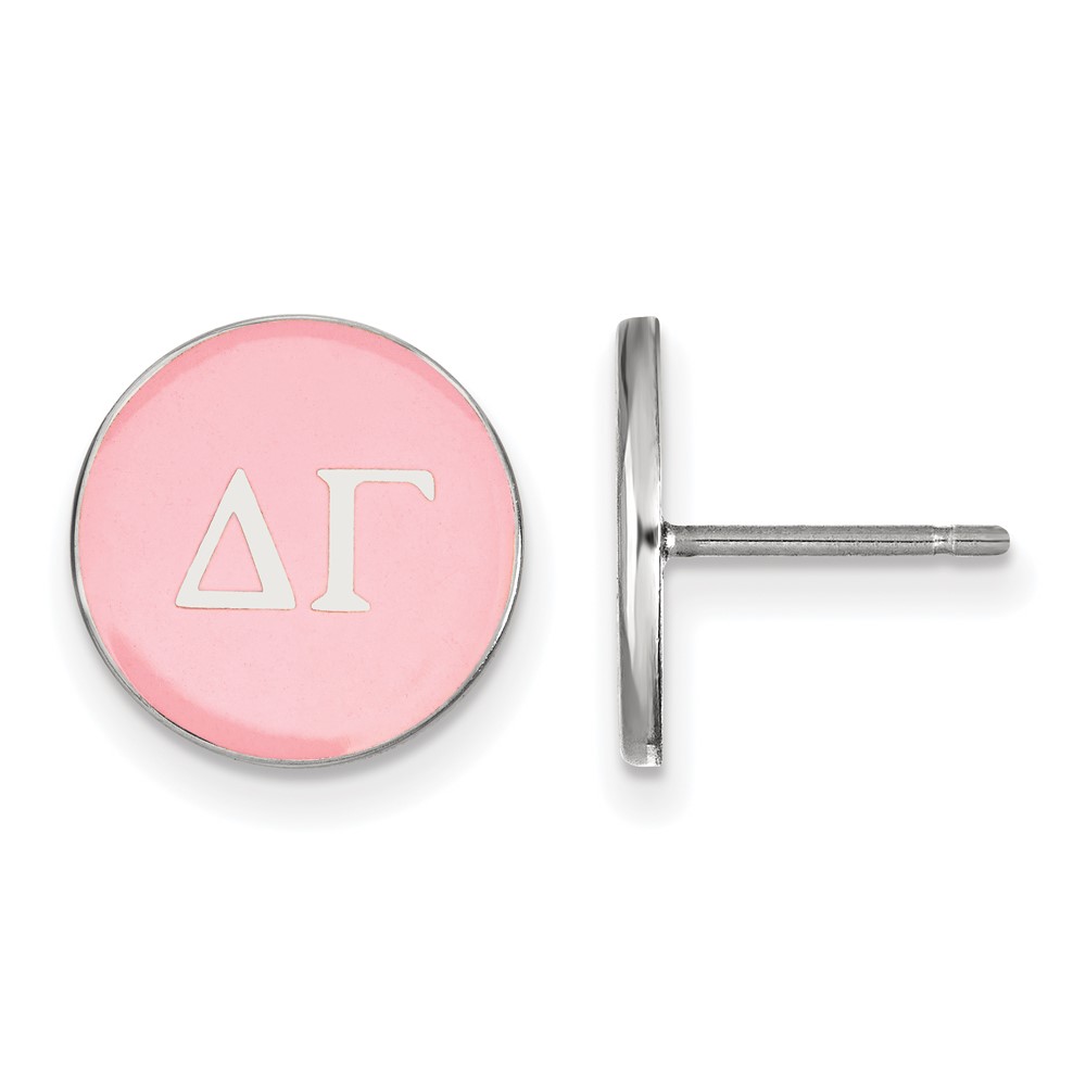 Sterling Silver Rhodium-plated LogoArt Delta Gamma Sorority Greek Letters Color Enamel Post Earrings