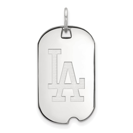 Sterling Silver Rhodium Plated Major League Baseball LogoArt Los Angeles Dodgers Dog Tag