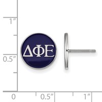 Sterling Silver Rhodium-plated LogoArt Delta Phi Epsilon Sorority Greek Letters Color Enamel Post Earrings view 2