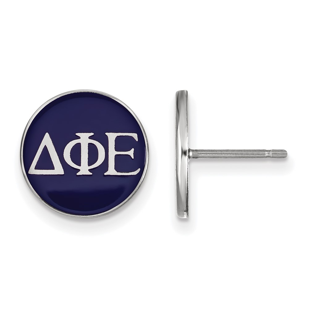 Sterling Silver Rhodium-plated LogoArt Delta Phi Epsilon Sorority Greek Letters Color Enamel Post Earrings